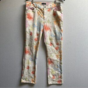 Lauren Jeans Co. Jeans Floral Denim Straight Leg Pockets Sz 12